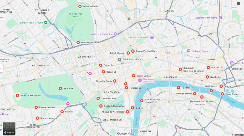 Carte touristique Londres Azeoja